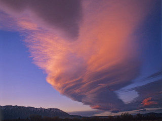 Cloud field mountains sunset pink 3 - a large cloud free wallpaper