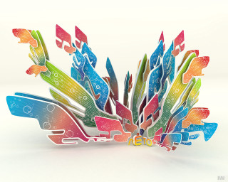 Colorful abstract paper sculpture white - kinetic free wallpaper