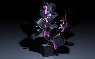 Black box purple smoke spider - c4d free wallpaper