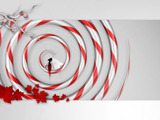 Candycane woman whitedress mapleleaves lycoart 2 - a candy cane free wallpaper