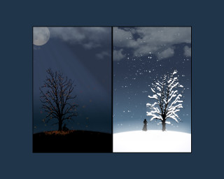 Tree person snow night man 3 - a storybook illustration free wallpaper for desktop