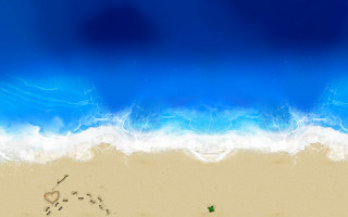 Beach heart kite wave blue - a heart free wallpaper