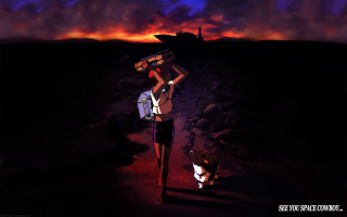 Woman dog beach night sky - a matte painting free wallpaper for desktop