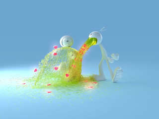 Couple white figures yellow powder - a couple free wallpaper