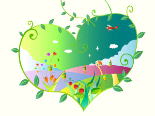 Heart landscape flowers bird ecological 2 - ecological art free wallpaper