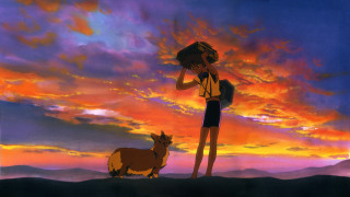 Person goat hill sunset sky - a backpack free wallpaper