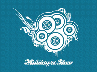 Blue background white swirls star - a silk screen free wallpaper