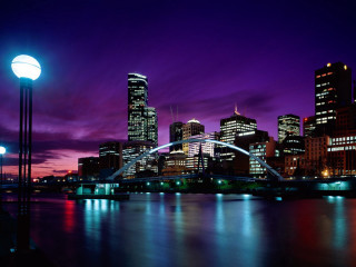 City skyline bridge light pole - australian tonalism free wallpaper for desktop