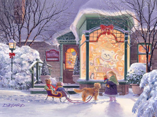 Woman dog store christmas sign - a store free wallpaper