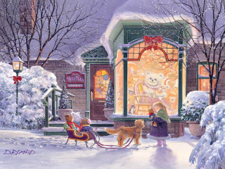 Woman dog store christmas sign 2 - a store free wallpaper