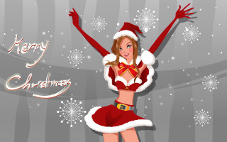 Santa claus woman arms outstretched - merry free wallpaper