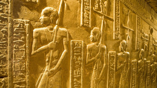 Ancient egyptian paintings wall clock - side and a clock free wallpaper