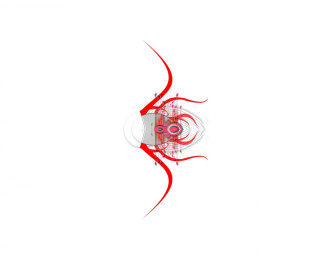 Red swirly design ribbon flower - dali free wallpaper