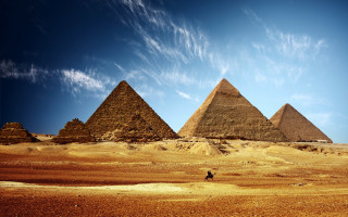 Pyramids desert blue sky clouds - egyptian art free wallpaper