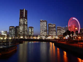 City skyline ferris wheel river 2 - epsylon point free wallpaper