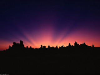 Sunset city silhouette purple sky 3 - crepuscular ray free wallpaper