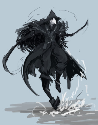 Long black coat person hat - bloodborne free wallpaper