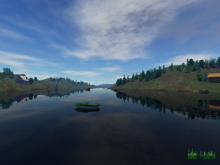 Boat lake mountains trees cloudy - top of a lake free wallpaper