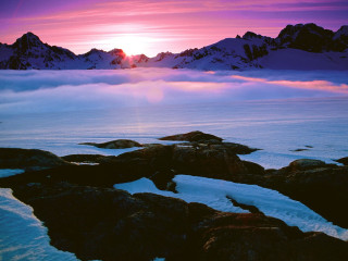 Snowy mountain range clouds sunset 3 - sunrise free wallpaper