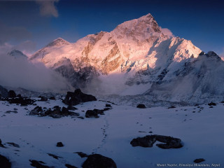 Snowy mountain dusk trail summit 2 - dusk free wallpaper