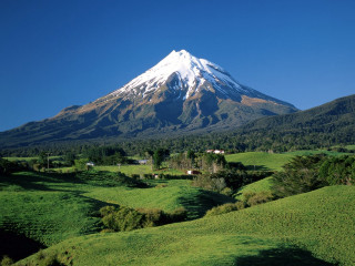 Mountain snowcapped peak green grass - a snow free wallpaper