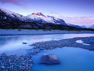Mountain range river rocks foreground 2 - beautiful landscape free wallpaper