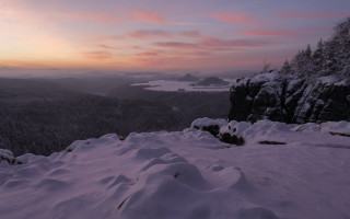 Snow covered mountain sunset pink - a sunset in the background free wallpaper