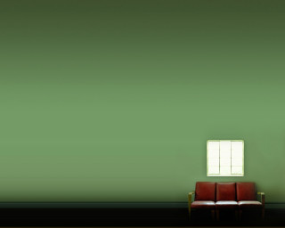 Red chair green wall window - side and a clock free wallpaper