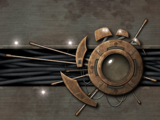 Clock tools wires lights background - biomechanical free wallpaper