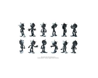 Cartoon figures standing row poses - little free wallpaper