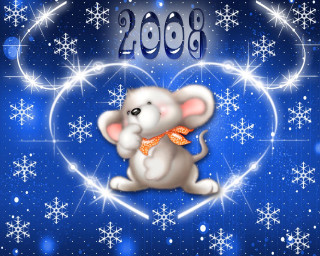 Mouse bow heart snowflakes background - graphic design free wallpaper