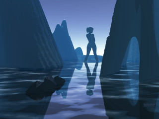 Person standing water rock reflection 2 - a reflection of them free wallpaper