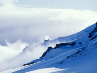 Skiing clouds mountain person foreground - murata range free wallpaper