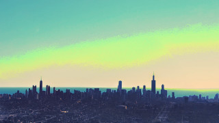 City skyline plane moon stars - sky in the background free wallpaper