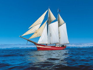 Sailboat sailing ocean sunny day 3 - ecological art free wallpaper