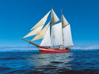 Sailboat sailing ocean sunny day 4 - evaline ness free wallpaper