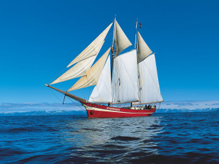 Sailboat sailing ocean sunny day 6 - ecological art free wallpaper