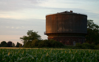 Water tower grass field trees 3 - the background and a sky background free wallpaper