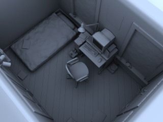 Small room with bed interior 2 - desk free wallpaper