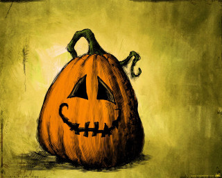 Pumpkin face table green yellow - a face free wallpaper