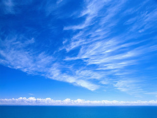 Beach bench ocean blue sky 2 - free sky wallpaper
