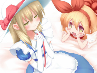 Anime girls bed cats foreground - a storybook illustration free wallpaper