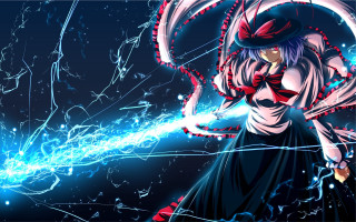 Woman hat sword blue energy - a long dress holding free wallpaper