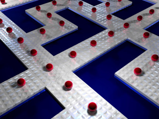 Marbles red balls blue squares - a red dot free wallpaper
