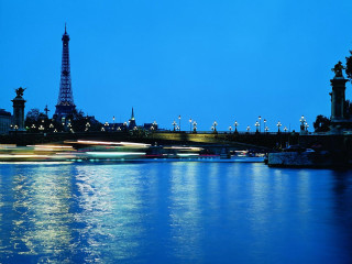 City skyline bridge river night 76 - impressionist free wallpaper