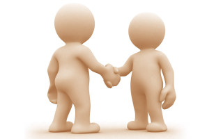 Small people shaking hands white - hand free wallpaper