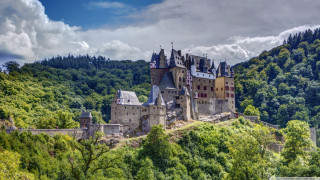 Castle hill trees clouds blue 2 - german romanticism free wallpaper