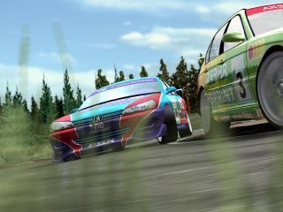 Cars racing road trees background - two car free wallpaper