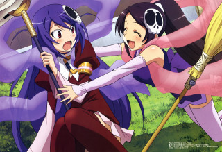 Anime girls purple hair broom - serial art free wallpaper