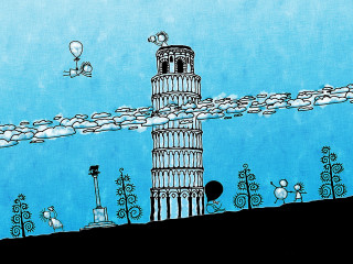 Tower sky background clouds drawing 5 - coppo di marcovaldo free wallpaper
